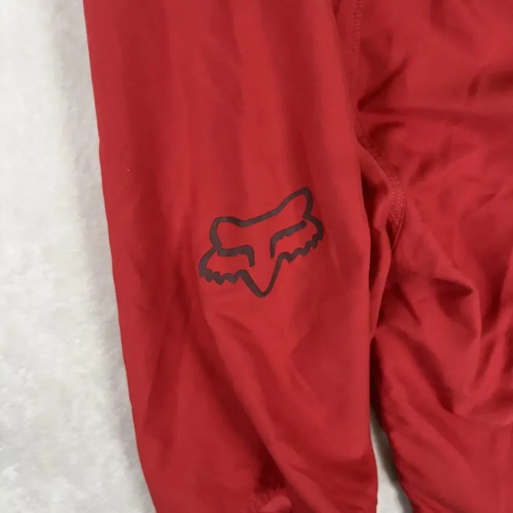 Fox Racing Board Shorts Mens 34 Red Solid Drawstring Zip Pocket Surf Swim